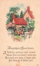 Vintage Postcard 1927 Birthday Greetings House Home Entrance Gate Wishes Card picture