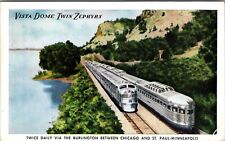 Vista Dome Twin Zephyrs, Train, Transportation, Vintage Postcard picture