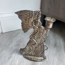 Vintage Brass Silver Angel Candlestick Holder 8