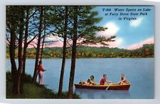 Bassett VA-Virginia, Fairy Stone State Park, Boating on Lake, Vintage Postcard picture