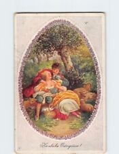Postcard Herzliche Ostergrüsse Couple Resting Under a Tree picture