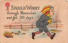 VINTAGE COMIC POSTCARD I SHOULD WORRY THROUGH NOVEMBER AND GET 30 DAYS 110623 S picture