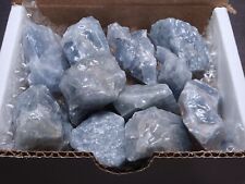 Blue Calcite Box 1/2 Lb Natural Blue Crystal Chunks Raw Mineral Specimens picture
