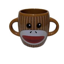 Sock Monkey Coffee 16oz Cup Mug Ceramic Double Handle Galerie Brown Stripes Tea picture