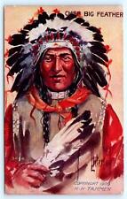 Native American CHEIF BIG FEATHER Peterson Art Embossed 1909 HH Tammen Postcard picture