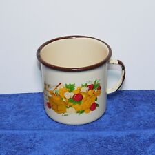 Vintage CINSA Enamelware Bountiful Harvest 20Oz Coffee Mug Cup Kettle Kitchen picture
