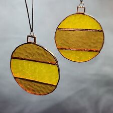 Pair of Stained Glass, textured glass Ball Ornaments Christmas Tree hand made OY picture