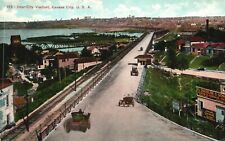 Vintage Postcard 1909 Inter-City Viaduct Kansas City Houses River Horse Cart KS picture
