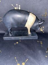Vintage Handcrafted Wood Pig Figurine picture