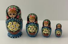 Vintage Matryoshka Russian Nesting Dolls Hand Painted Floral Set of 4 picture