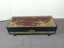 Vintage Black Lacquer Music Jewelry Box Red Felt Ballerina*Works* picture