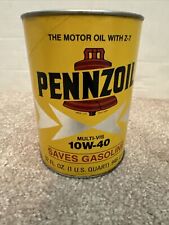 PENNZOIL MOTOR OIL CAN W/ Z-7 Multi-VIS quart Drained 10W-40 picture