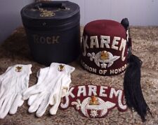 Masonic Karem Legion of Honor Shriners Hat, Gloves, $100 Million Pin, Patch Case picture