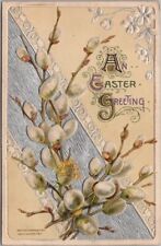 Vintage Winsch EASTER GREETING Embossed Postcard Willow Branches - 1913 Cancel picture