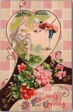 1910s Romance Embossed Postcard Colonial Man & Woman 