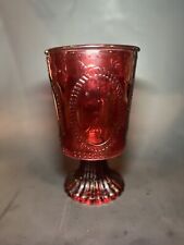 Vintage Red Glass Candle Holder Footed Pedestal picture