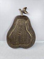 Vintage Large Solid Brass Pear W/ Stem Trinket Dish Catch All Ring Dresser Tray picture