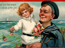 Memorial Decoration Day Postcard Frances Brundage Sailor Ship Roses Tucks 173 picture
