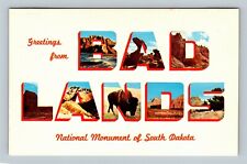 Badlands National Monument LARGE LETTER Greetings Chrome South Dakota Postcard   picture