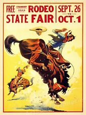 State Fair Rodeo - 1930s Cowboy Roan Vintage Western Poster - 24x32 picture