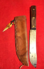 Vintage Trade Knife With Leather Sheath And Ornate Drop  picture