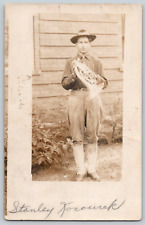 RPPC Postcard~ US Military Soldier Holding A French Horn picture