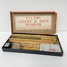 Fulton Sign & Price Marker Set in Box, Rubber & Wood Stamp Vintage early 1900s picture
