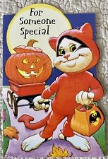 Unused Halloween Cat Jack O Lantern JOL Greeting Card Pete Hawley 1990s 2000s picture