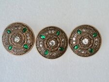 3) Large Antique Gesetzlich Geschützt Rhinestone Sewing Buttons  1-5/8
