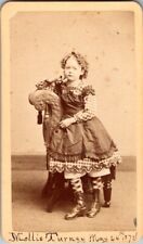 Pretty Little Girl with Dress and Pinafore, 1872 CDV Photo, #1947 picture