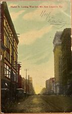 Louisville Kentucky Market Street Old Cars Historic Antique Postcard 1912 picture