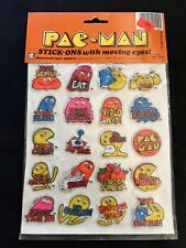 NEW Vintage 80’s Diamond Toy Maker PAC-MAN Puffy Googly Eyes Sticker Sheet picture