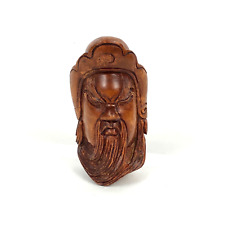 Japanese Wooden Boxwood Netsuke Hand Carved Wise Warrior King NOS 2.25