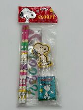 Vintage Peanuts Snoopy & Woodstock Pencil Set w/ Sharpener Eraser Ruler NOS picture