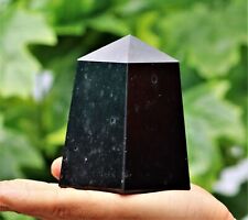 105mm Superb Black Tourmaline Crystal Schorl Quartz Healing Stone Statue Tower picture