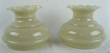 2 Pc.Vintage Cream Glass Hurricane Shade, Ruffled Top 5 3/4” Fitter Student Lamp picture