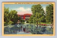 Columbus OH-Ohio, Mirror Lake Campbell Hall, University, Vintage c1946 Postcard picture