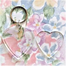 50x Blank Heart Shape Clear Acrylic Keyrings 46mm Frame Size (key ring) 99015 picture