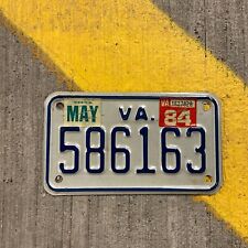 1984 Virginia Motorcycle License Plate 586163 Harley Honda BMW YOM DMV Clear picture