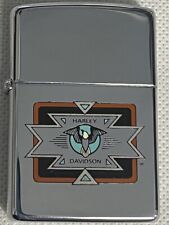 ZIPPO 1992 HARLEY DAVIDSON POLISHED CHROME LIGHTER UNFIRED IN BOX c583 picture