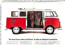 1966 Volkswagen Station Wagon  Vintage Print Ad Full page 2pc picture