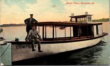 Postcard River View Boat & Crew Mississippi River Savanna Ill. *C5733 picture