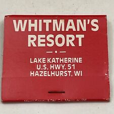 Vintage Matchbook Cover   Whitman’s Resort  Hazelhurst, WI   gmg  unstruck picture