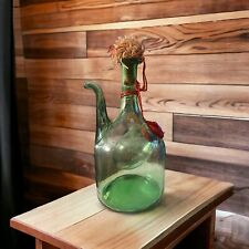 Vtg Hand Blown Italian Green Glass Wine Decanter W/ice Chamber 12”x7” picture