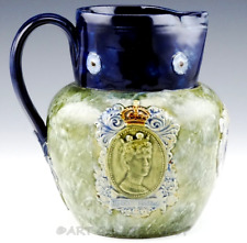Antique Royal Doulton STONEWARE PITCHER KING GEORGE V QUEEN MARY CORONATION 1911 picture