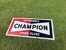 Vintage Champion Spark Plugs Bow Tie Oil Gas Service Sign Double Sided 1940’s picture
