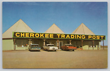 Cherokee Trading Post, Hwy 66 El Reno, Calumet OK, Vintage Cars, Postcard picture