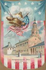 Patriotic Postcard Independence Hall and Liberty Bell American Flag  picture