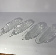 Vintage - Clear Glass -CORN ON THE COB Serving Dishes/Holders - Set Of 4 picture