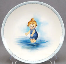 Mavaleix Limoges Hand Painted Edwardian Girl in the Water Plate C. 1908 - 1914 picture